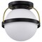 Nuvo Lakeshore 1-Light Small Flush Matte Black & Natural Brass White Opal Glass 60/7770 - alternate 1